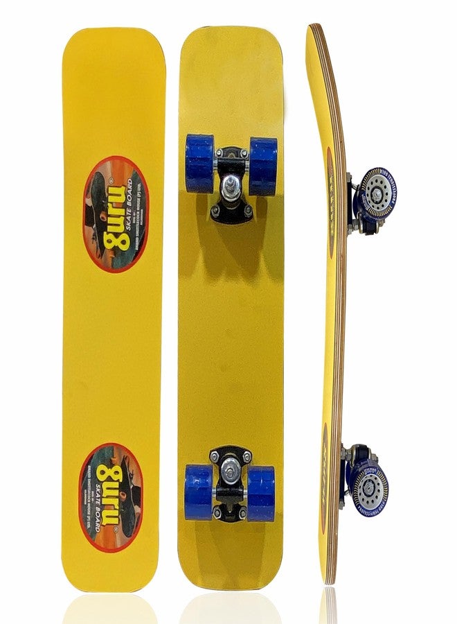 جورو لوح تزلج خشبي متوسط الحجم غير قابل للانزلاق من GURU للأطفال والكبار، مقاس 24 بوصة × 6 بوصات (أصفر، عبوة من قطعة واحدة) - Image 1